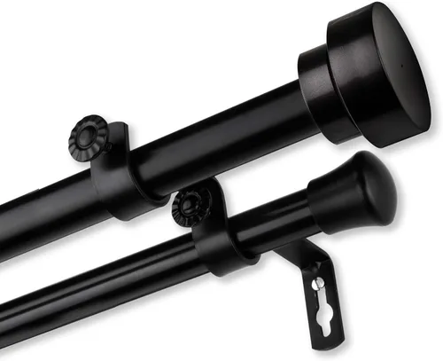 Vista 2 de Rod Desyne Topper 3/4 de pulgada de diámetro. 28-48 "-Juego de barras de cortina dobles negras