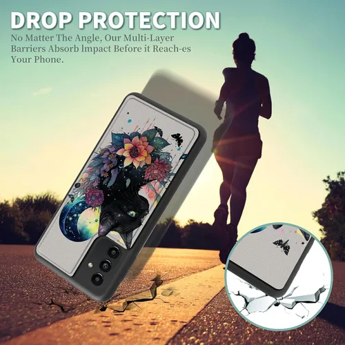 Vista 3 de Funda tipo cartera para Samsung Galaxy A14 5G con tarjetero y bloqueo RFID, piel sintética suave, función atril, cierre magnético, funda delgada