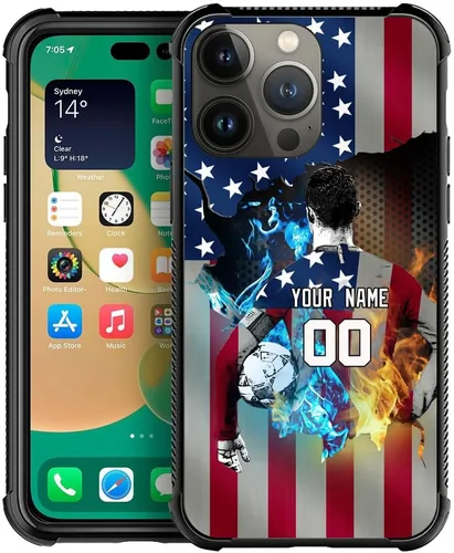 Vista 7 de DJSOK Funda personalizada con nombre de la bandera de Estados Unidos para Apple iPhone 14 Pro Max PLUS/13 12 11 Mini/Xs X Xr/7 8 Plus SE2 2020