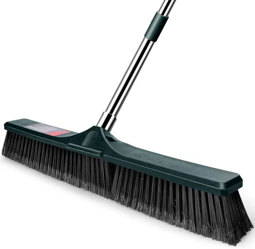 Vista 9 de MASTERTOP 24" Heavy Duty Push Broom with Ultra-Sturdy Adjustable Handle, 6-Layer Stiff Bristles Garden Yard Broom, Outdoor Sweeping Brush for