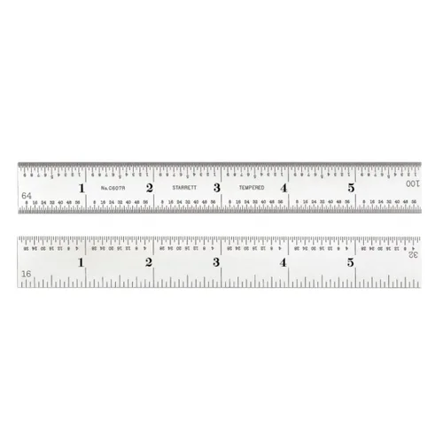 Vista 27 de Regla de acero templado Starrett Spring, con graduación de pulgadas, graduaciones estilo 4R, 1