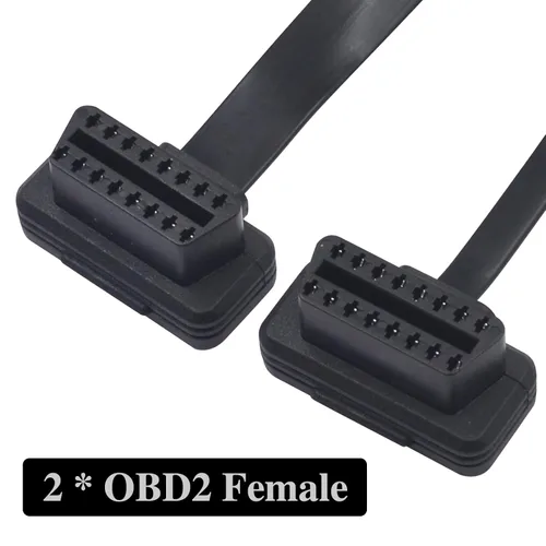 Vista 3 de Duttek Cable divisor OBD II (con interruptor), OBD2 de 16 pines macho a hembra de extensión de diagnóstico Y cable plano para todos los equipos OBD