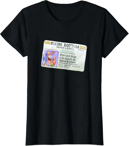 Vista 44 de SpongeBob SquarePants Camiseta con logotipo de Patrick Star Driver License King, Negro
