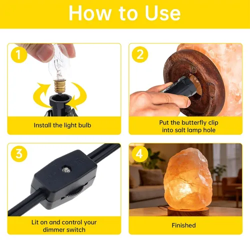 Vista 2 de RTNLIT Cable de repuesto para lámpara de sal, cable de luz nocturna con enchufe de bombilla E12, enchufe de interruptor giratorio para accesorios