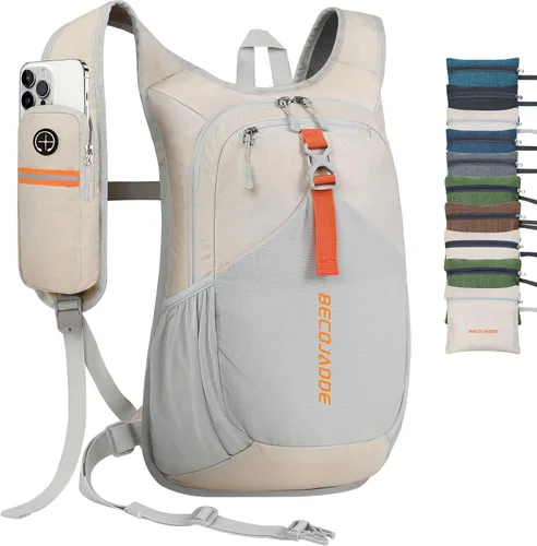 Vista 11 de BECOJADDE - Mochila de senderismo pequeña de 15 L para hombres y mujeres, plegable, ultraligera, para viajes, camping, actividades al aire libre