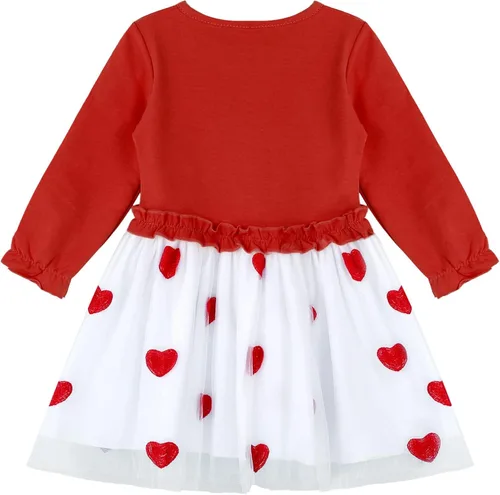 Vista 3 de Kaerm Disfraz de tutú de tul de princesa con estampado de corazón y manga larga para niñas