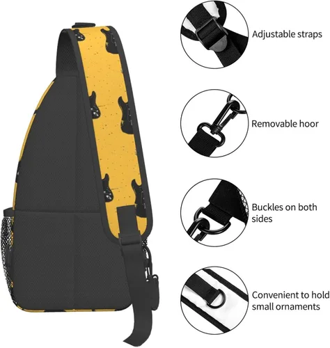 Vista 3 de Small Crossbody Bags for Women Men - Vintage Guitar Black Print Adjustable Shoulder Bag Fanny Packs Belt Sling Bag Crossbody Purses Backpack for