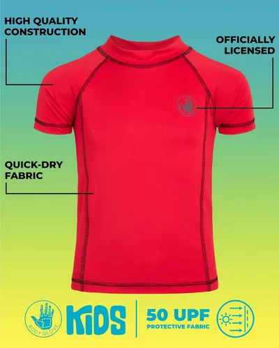 Vista 2 de Body Glove Camiseta de natación de manga corta con protección solar y arena para niños, paquete de 2 unidades UPF 50+ (2T-14)