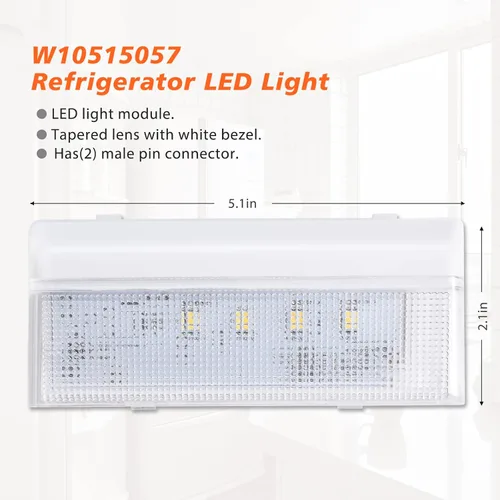 Vista 4 de W10515057 Luz de refrigerador para refrigerador Whirlpool Luz de repuesto LED, Whirlpool WRS325FDAM04 Luz WRS325FDAM02 Luz WPW10515057