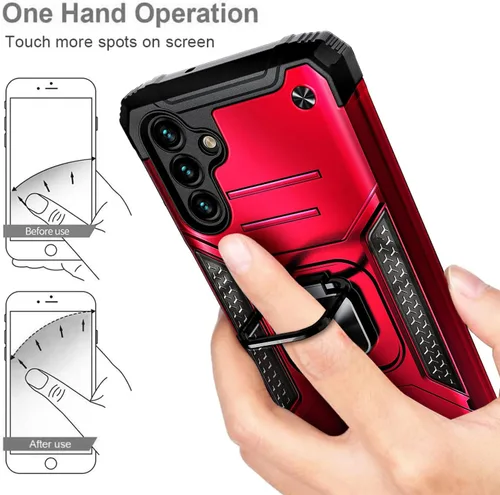 Vista 6 de NZND Funda diseñada para Samsung Galaxy A14-5G con protector de pantalla de vidrio templado, probada contra caídas de grado militar de 16 pies
