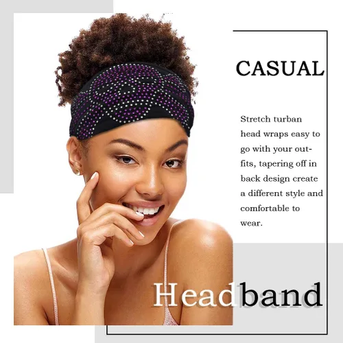 Vista 7 de Diademas anchas de diamantes de imitación elásticas para senderismo, turbante negro, bandas para la cabeza de entrenamiento deportivo, bandas