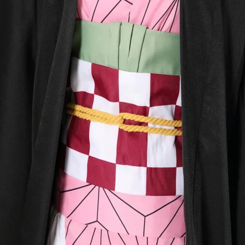 Vista 6 de IOKTSS Demon Tanjiro Nezuko Shinobu - Disfraz de cosplay de anime Slayer kimono, conjunto de disfraz de Halloween con pelucas para hombres y mujeres