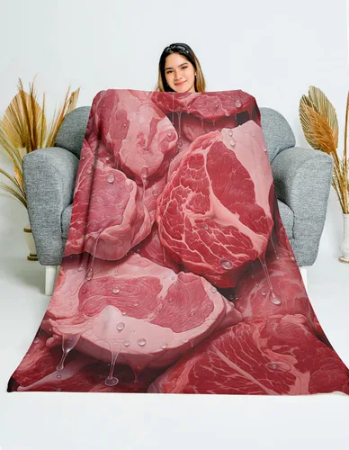 Vista 3 de Manta de carne de res - Regalos para los amantes de la carne de res 30" x 40
