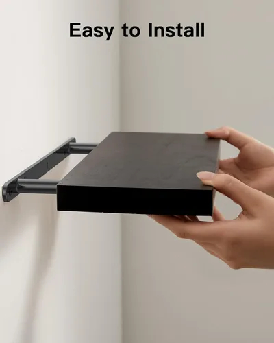Vista 6 de AMADA HOMEFURNISHING Estantes flotantes, estantes de pared de madera de paulownia para baño/sala de estar/dormitorio/cocina/oficina en casa, estante