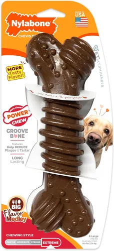 Vista 15 de Nylabone Power Chew Dental Groove - Juguete masticable para perro, sabor Marrón