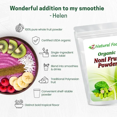 Vista 4 de Z Natural Foods Noni Fruit Powder - Superalimento orgánico crudo sin gluten sin OMG - Apoya la digestión saludable y la energía - Repleto