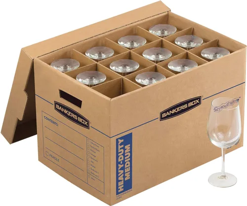 Vista 3 de Bankers Box Kit de cocina caja de mudanza, 1 paquete, divisores y cojines, asas reforzadas, montaje sin cinta, caja con tapa, 15 x 12 x 10 pulgadas