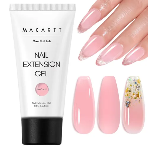 Vista 16 de Makartt Gel de uñas de poligel 50ml, gel constructor para uñas sin hema, rosa y marrón, fortalecedor multifuncional para extensión de uñas, gel duro
