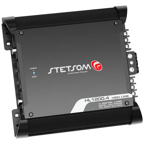Vista 3 de Stetsom HL 1200.4 2 ohmios estéreo multicanal amplificador de audio para coche, HL1200.4 1.2K vatios RMS, 4 canales, 2Ω estable de rango completo HD