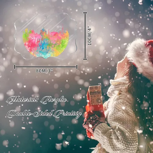 Vista 7 de Países Bajos Rotterdam Adornos de Navidad Países Bajos Rotterdam Acuarela Arte Paisaje urbano Adorno de Navidad Acrílico Colorido Horizonte