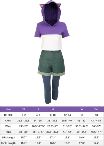 Vista 3 de DAZCOS Disfraz de cosplay con capucha blanca y morado para mujer, talla de EE. UU., con medias para Halloween