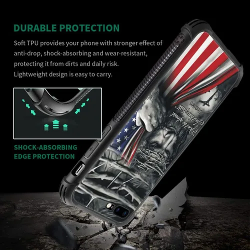 Vista 2 de DAIZAG Funda compatible con iPhone 7 Plus/8 Plus, funda suave a prueba de golpes para niños y hombres, funda de regalo, bandera estadounidense