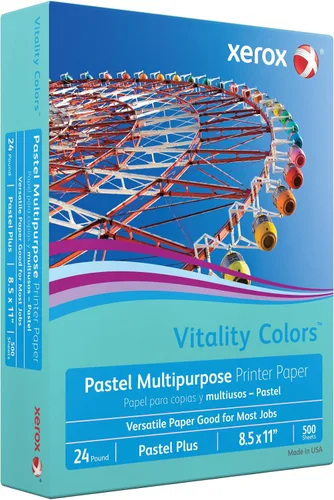 Vista 3 de Xerox® Vitality Colors™ Pastel Plus - Papel para impresora multiusos, tamaño carta, 24 libras, 30% reciclado, color aguamarina, resma de 500 hojas