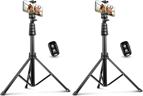 Vista 11 de Aureday Kit de accesorios para trípode de teléfono de 62", soporte de trípode para cámara y teléfono celular con control remoto inalámbrico