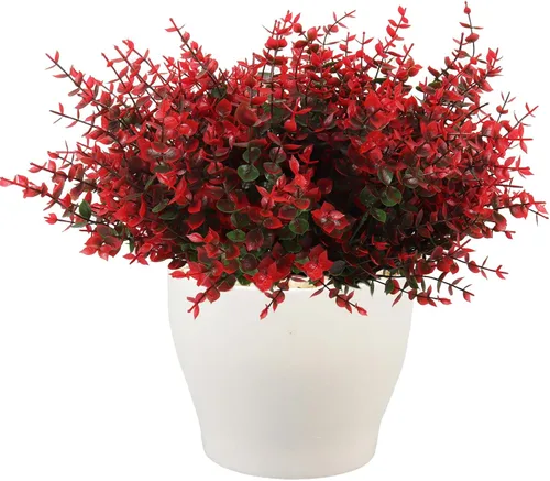Vista 57 de RECUTMS - Flores artificiales, 12 plantas sintéticas para exteriores, resisten rayos ultravioleta, arbustos para interiores y exteriores, maceta