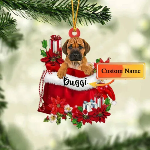 Vista 154 de Perro Akita Inu personalizado en bolsa de regalo, adorno de Navidad, nombre personalizado, regalo para amantes de los perros, familia, Navidad