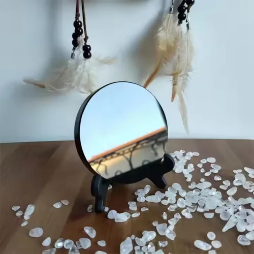 Vista 8 de Espejo rascador de obsidiana negra de 2.37 pulgadas con soporte, cristal curativo espiritual para brujería, meditación y adivinación de energía