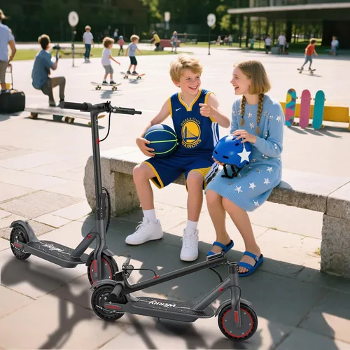 Vista 9 de Electric Scooter, 350W Strong Motor, Up to 19 MPH, E/D/S 3 Gear Speed, 15 Miles Range, Foldable Lightweight E-Scooter with 8.5 Inch Tires, Smart APP