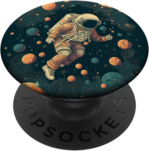 Vista 6 de Astronauta espacial y los planetas PopSockets MagSafe PopGrip para iPhone