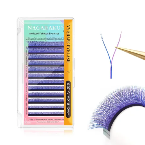 Vista 121 de NAGARAKU YY - Extensiones de pestañas, suministros Y, Lash 4D, Easy Fan, pestañas cruzadas de volumen ruso, pestañas YY, tejidas a mano, malla