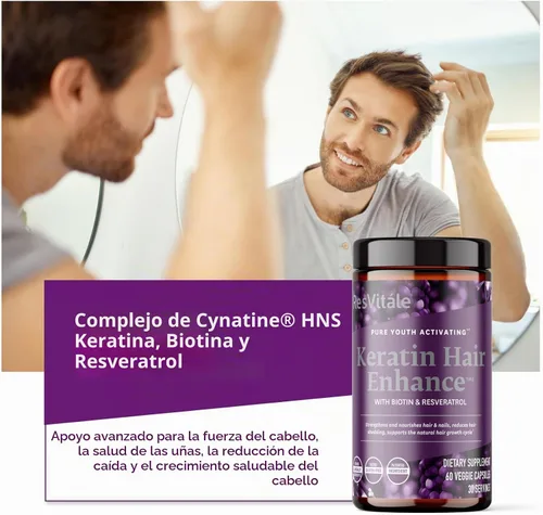 Vista 5 de ResVitale Queratina para mejorar el cabello, suplemento de queratina, 60