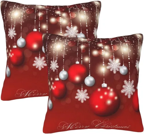 Vista 9 de Fundas de Almohada Flor de Pascua Dorada Copo de Nieve Navidad Xmas Juego de 2 Fundas de Almohadas Cuadradas Funda de Cojín Fundas de Almohadas