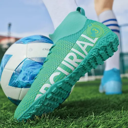 Vista 7 de Liuliuroupp Tacos de fútbol para hombre, zapatos de fútbol profesionales con picos, para interiorexteriorcompeticiónentrenamientoatlético, zapatos