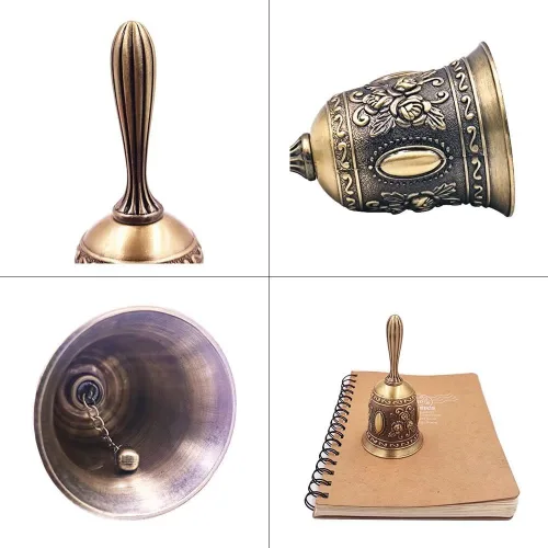 Vista 5 de Hourwof - Campana de mano, metal para boda y Navidad, color bronce