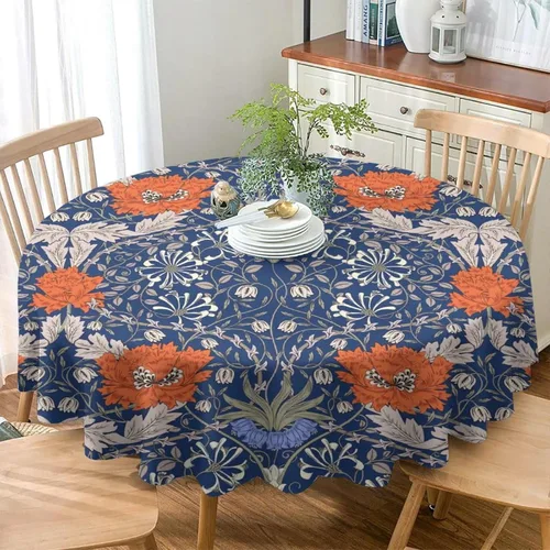 Vista 168 de Mantel Floral Retro de Pájaros, Diseño Original Bohemio William Morris Estampado Cubierta de Mesa para Hogar Picnic Fiesta Comedor Cocina William