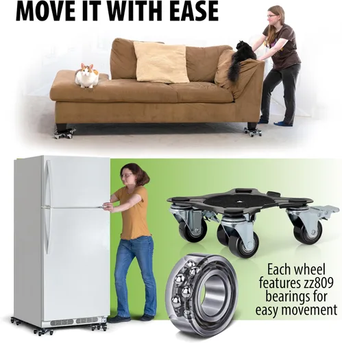 Vista 2 de Movers de muebles con ruedas – Juego de 4 herramientas elevadoras de muebles resistentes con capacidad de carga de 2000 libras, plataforma