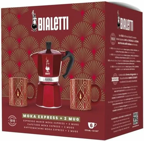 Vista 2 de Bialetti Mocha Express 0009910 6 tazas rojas + 2 tazas decorativas glamorosas