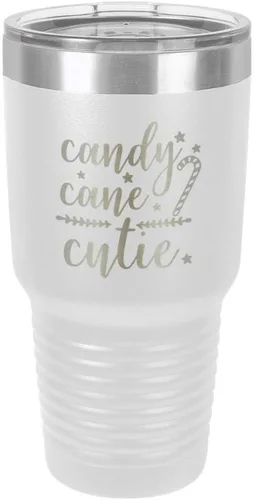 Vista 21 de Chirstmas - Taza de viaje de acero con recubrimiento de polvo grabado con láser, taza de viaje de camello polar sin BPA, mantiene tu bebida fría