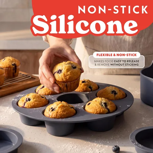 Vista 9 de Gourmia Set de Accesorios para Freidora de Aire - Juego de 3 Piezas de Silicona, Forro, Olla para Huevos, Molde para Cupcakes de 7 Agujeros, Sin
