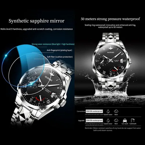 Vista 4 de OUPINKE Relojes automáticos para hombre, resistentes al agua, con cuerda automática, para hombre, relojes mecánicos automáticos