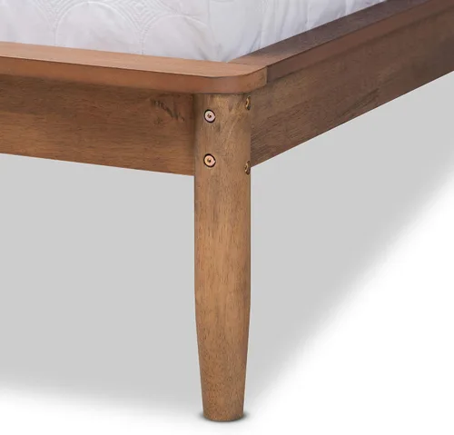 Vista 7 de Baxton Studio Sadler Mid-Century - Cama de plataforma moderna de madera con acabado marrón nogal ceniza