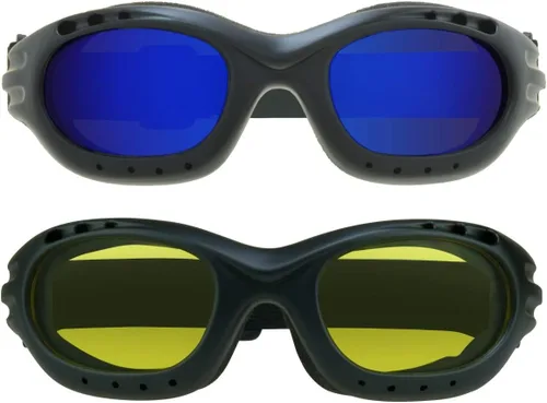 Vista 12 de Bikershades Gafas de Seguridad para Motocicleta para Hombre y Mujer. Lentes Polarizadas, Humo, Azul Espejado u Naranja, Lentes Amarillos