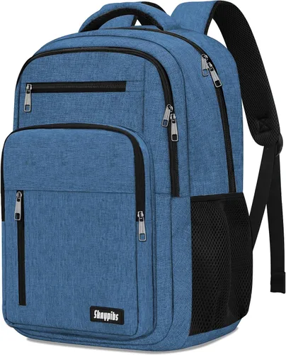 Vista 11 de Mochila Skaypibs para Mujeres y Hombres, Mochilas para Trabajo y Viaje con Porta Laptop, A6-Beige, 15,6 pulg., Moderno