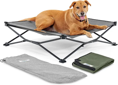 Vista 9 de Coolaroo On-The-Go - Kit de cama elevada para perros portátil y refrescante con tela HeatShield para perros pequeños, ligera y compacta, incluye