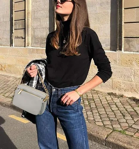 Vista 8 de UTO Pequeñas bolsas cruzadas para mujer, 3 en 1, diseño de moda, mini cangurera con correa