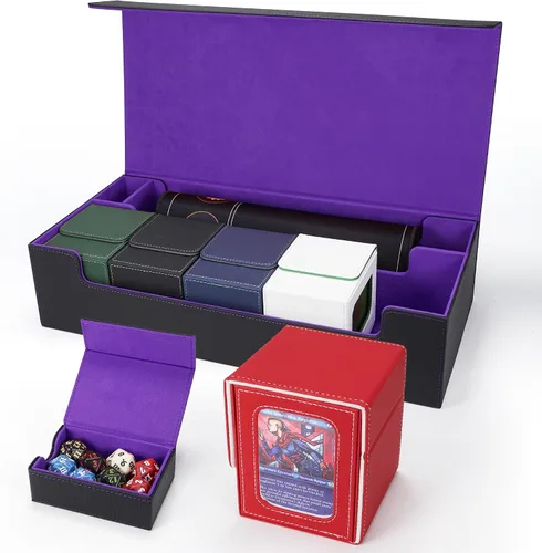 Vista 25 de AFIING MTG Caja de Mazo para Commander Display, Caja de Cartas que Cabe 100 Cartas con Doble Funda, Caja de Almacenamiento Magic Commander TCG con 2